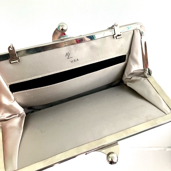 Vintage 60’s silver kiss clasp mod handbag purse evening bag - Picture 3 of 4